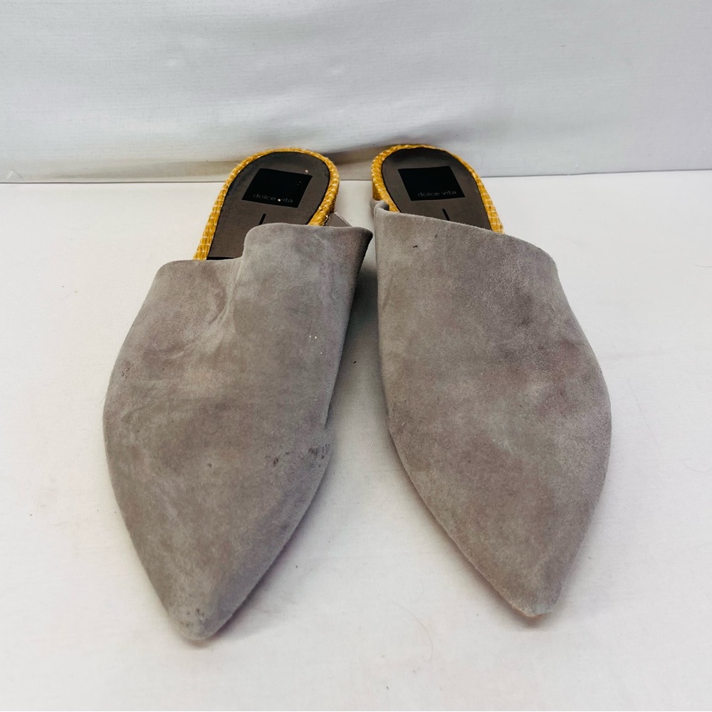 Dolce Vita Gray Mules with Yellow‎ Trim